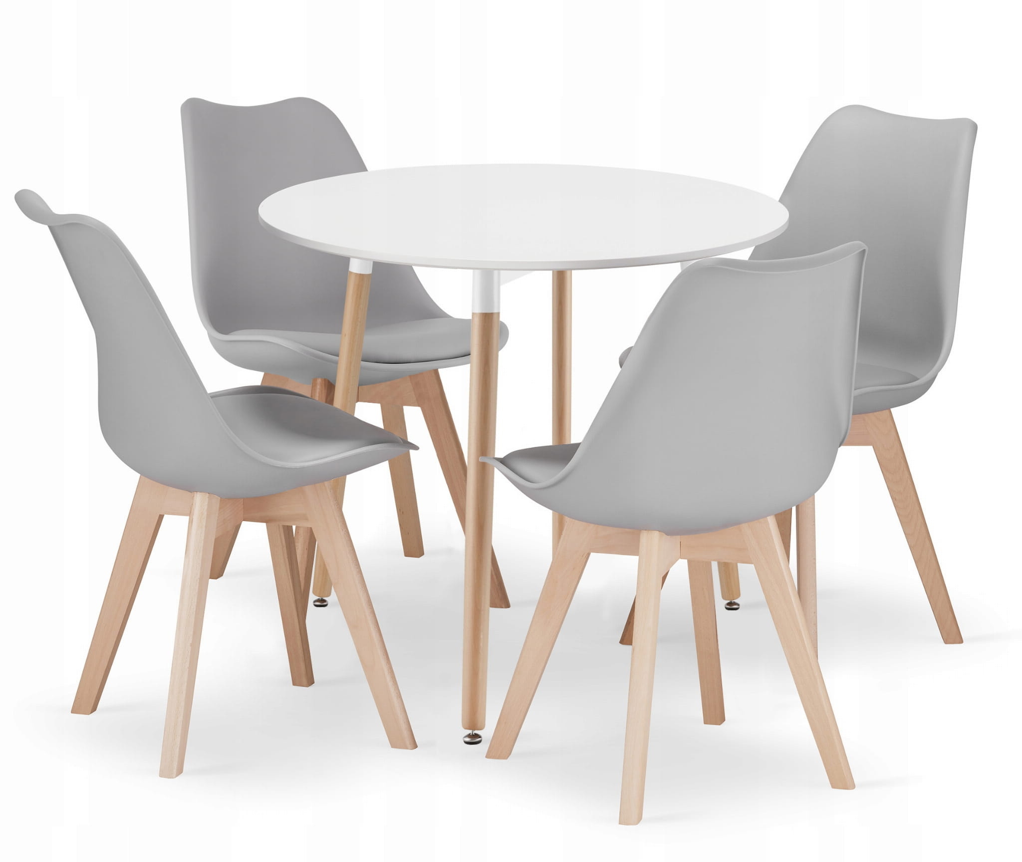 Eettafel en stoelen - wit en grijs - 4 stuks - zelf monteren