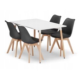 Eettafel en stoelen - 4 stuks - zwart/wit - zelfmontage