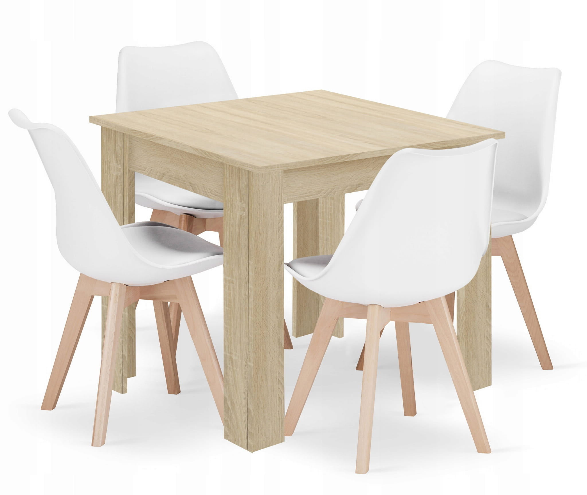 Eettafel en stoelen - 4 stuks - sonoma eiken - 80x80 cm