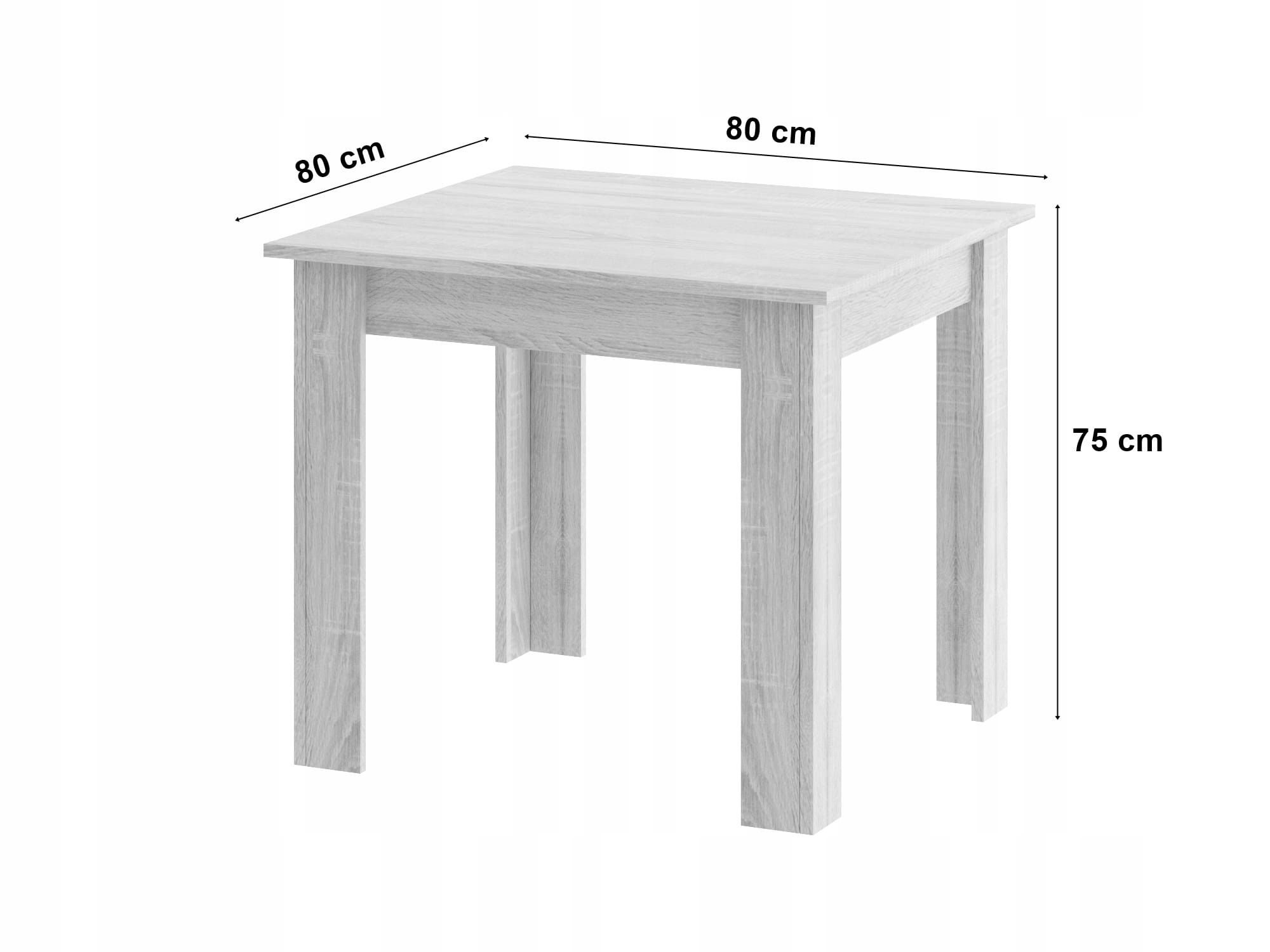 Eettafel en stoelen - 4 stuks - sonoma eiken - 80x80 cm