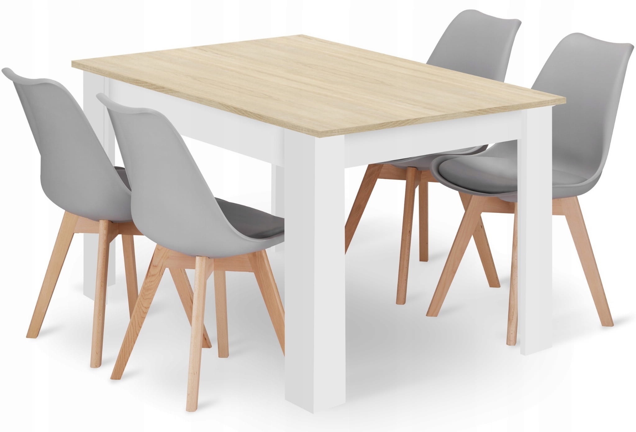 Eettafel en stoelen - 5-delig - Sonoma eiken - grijze stoelen
