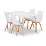Eettafel en stoelen - 4 stuks - wit - zelf te monteren