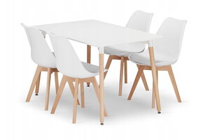 Eettafel en stoelen - 4 stuks - wit - zelf te monteren