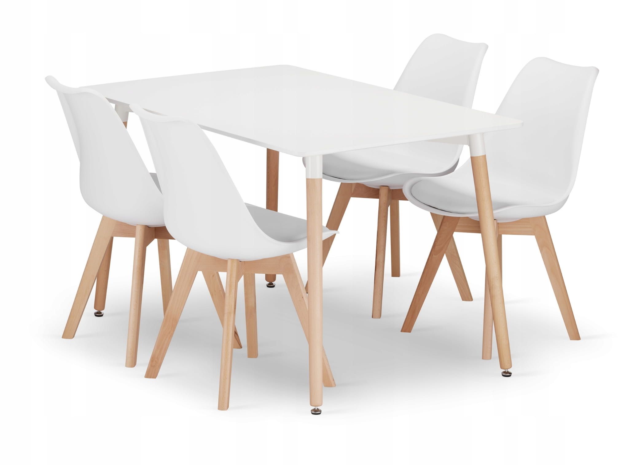 Eettafel en stoelen - 4 stuks - wit - zelf te monteren