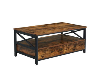 Salontafel - rustiek bruin - 100x55x47 cm - 2 laden