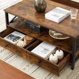 Salontafel - rustiek bruin - 100x55x47 cm - 2 laden