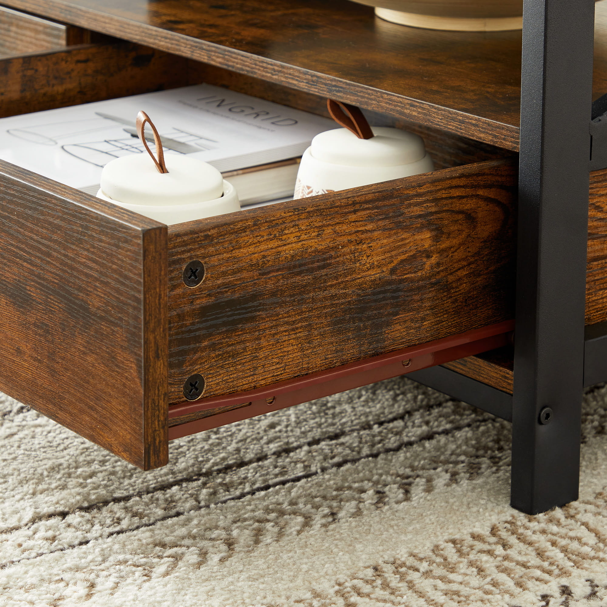 Salontafel - rustiek bruin - 100x55x47 cm - 2 laden