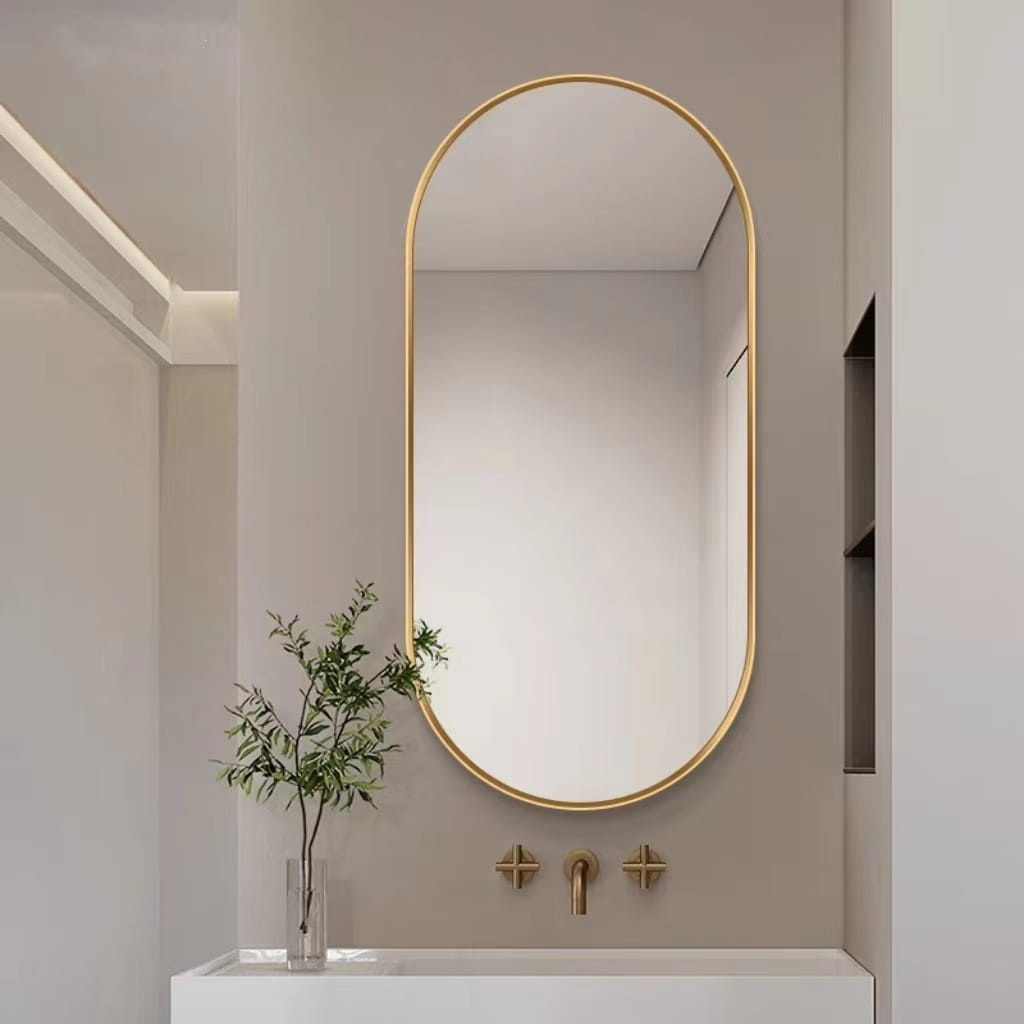 Ovale spiegel - 80x40 cm - goudkleurig aluminium