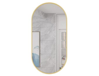 Ovale spiegel - 100x50 cm - goudkleurig aluminium