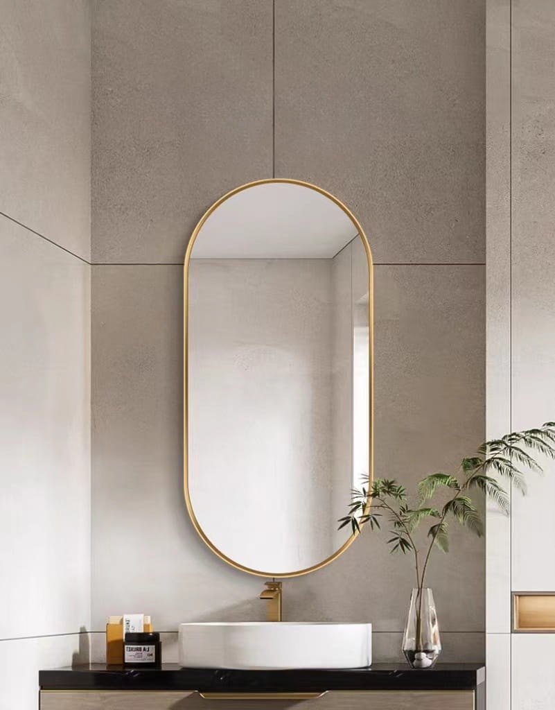 Ovale spiegel - 100x50 cm - goudkleurig aluminium