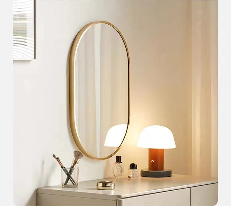 Ovale spiegel - 100x50 cm - goudkleurig aluminium