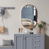 Ovale spiegel - 100x50 cm - zwarte aluminium lijst - waterbestendig