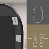 Ovale spiegel - 100x50 cm - zwarte aluminium lijst - waterbestendig