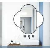 Ovale spiegel - 100x50 cm - zwarte aluminium lijst - waterbestendig