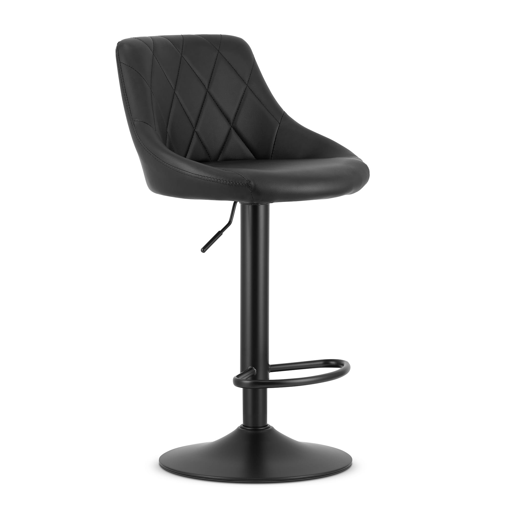 Barkruk met rugleuning - set van 2 - zwart eco-leer