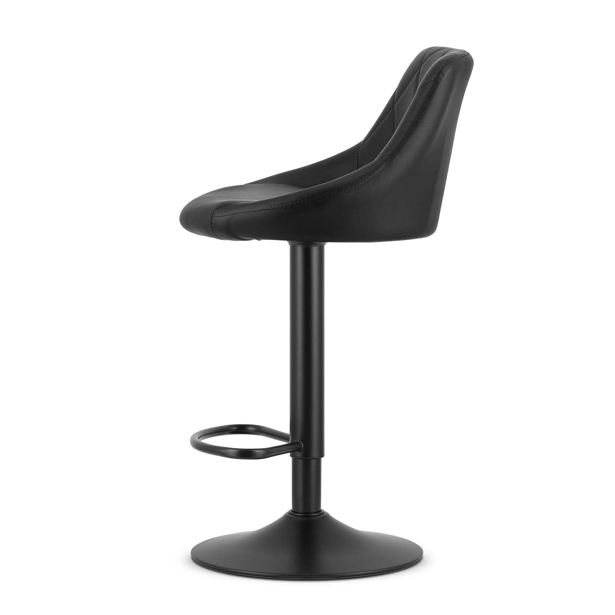 Barkruk met rugleuning - set van 2 - zwart eco-leer