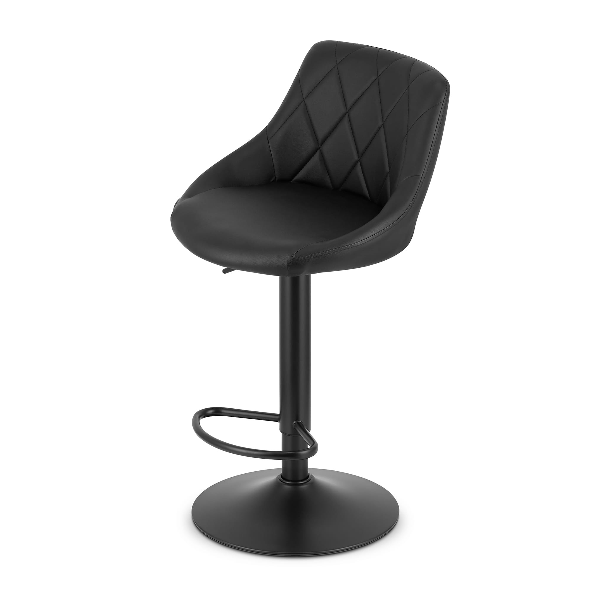 Barkruk met rugleuning - set van 2 - zwart eco-leer
