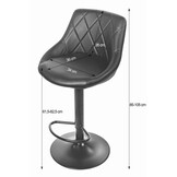 Barkruk met rugleuning - set van 2 - zwart eco-leer