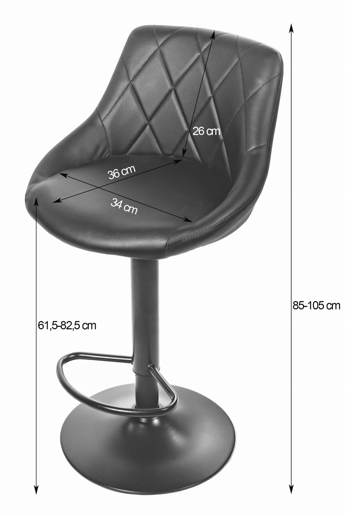 Barkruk met rugleuning - set van 2 - zwart eco-leer