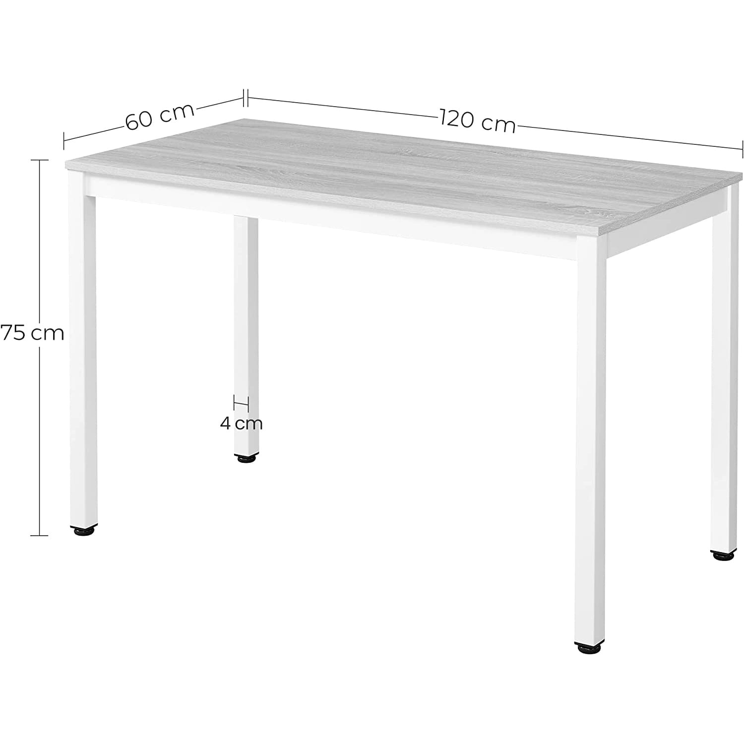 Eettafel zwart - 120 x 60 x 75 cm - eiken afwerking