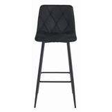 Barkrukken - 2 stuks - zwart fluweel - stalen poten