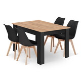 Eettafel en stoelen - 4 stuks - 120x80 cm tafel - zelf te monteren