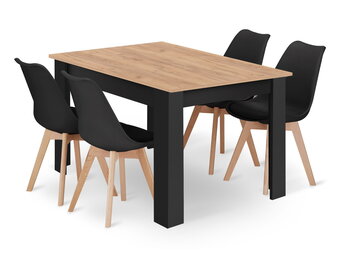 Eettafel en stoelen - 4 stuks - 120x80 cm tafel - zelf te monteren