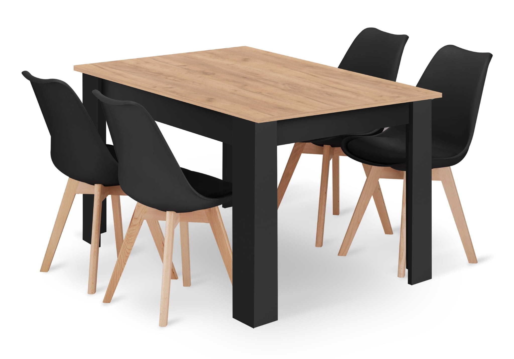 Eettafel en stoelen - 4 stuks - 120x80 cm tafel - zelf te monteren