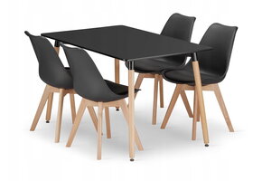 Eettafel en stoelen - 5-delig - zwart - zelfmontage