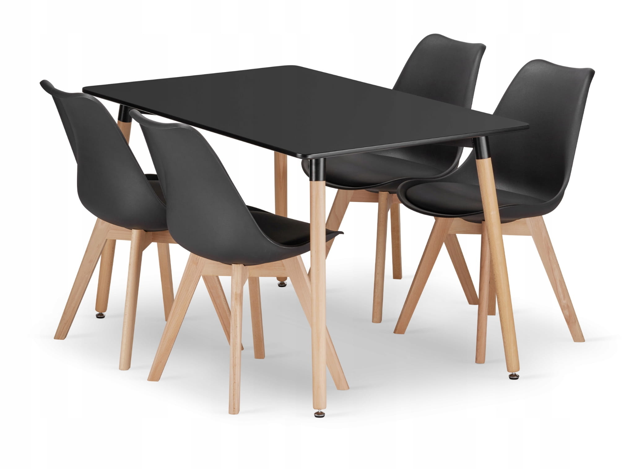 Eettafel en stoelen - 5-delig - zwart - zelfmontage