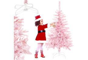 Roze kerstboom - 120 cm hoog - PVC materiaal - inclusief standaard