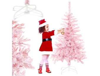Roze kerstboom - 120 cm hoog - PVC materiaal - inclusief standaard