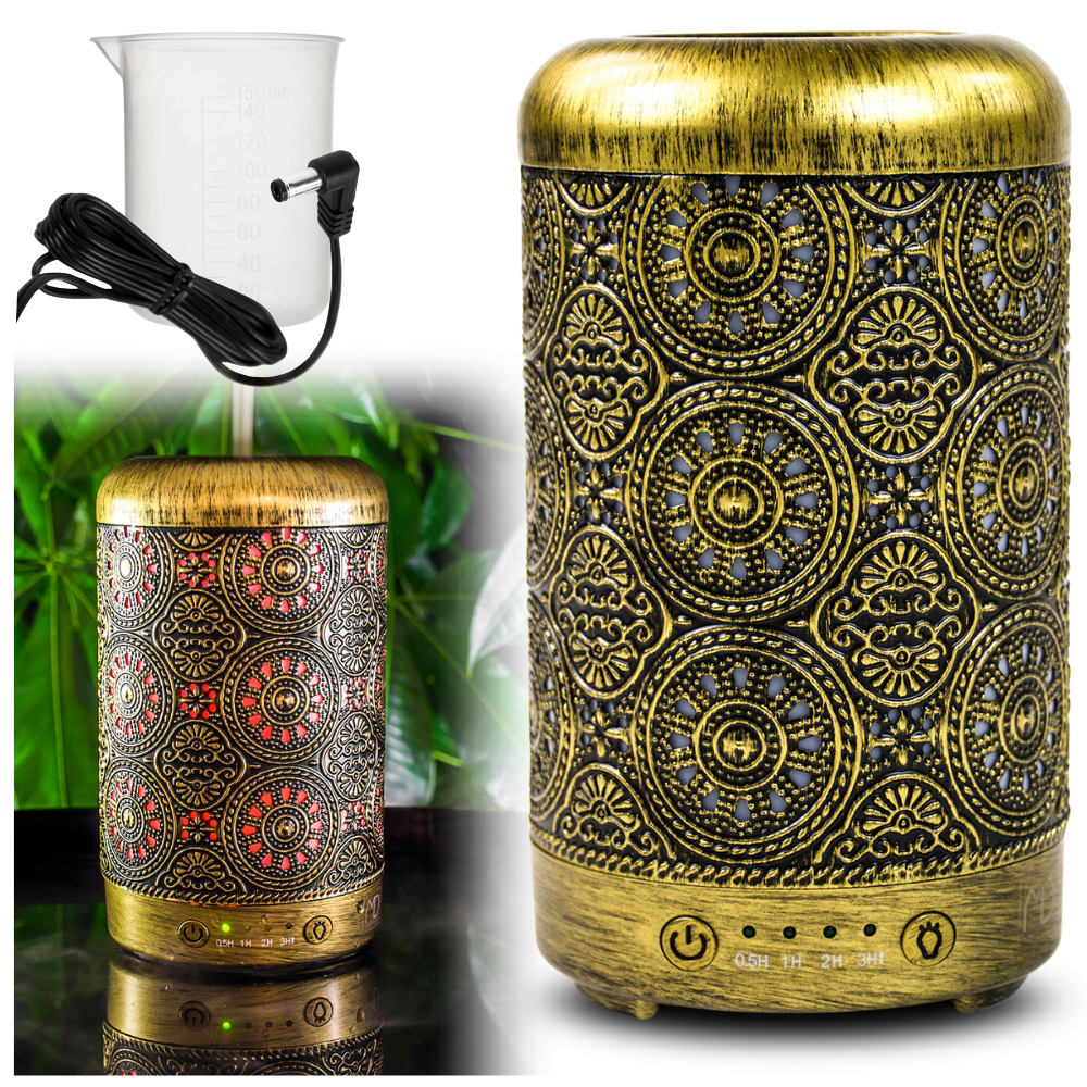 Luchtbevochtiger woonkamer - antiek goud - φ9 x 16 cm - 100 ml