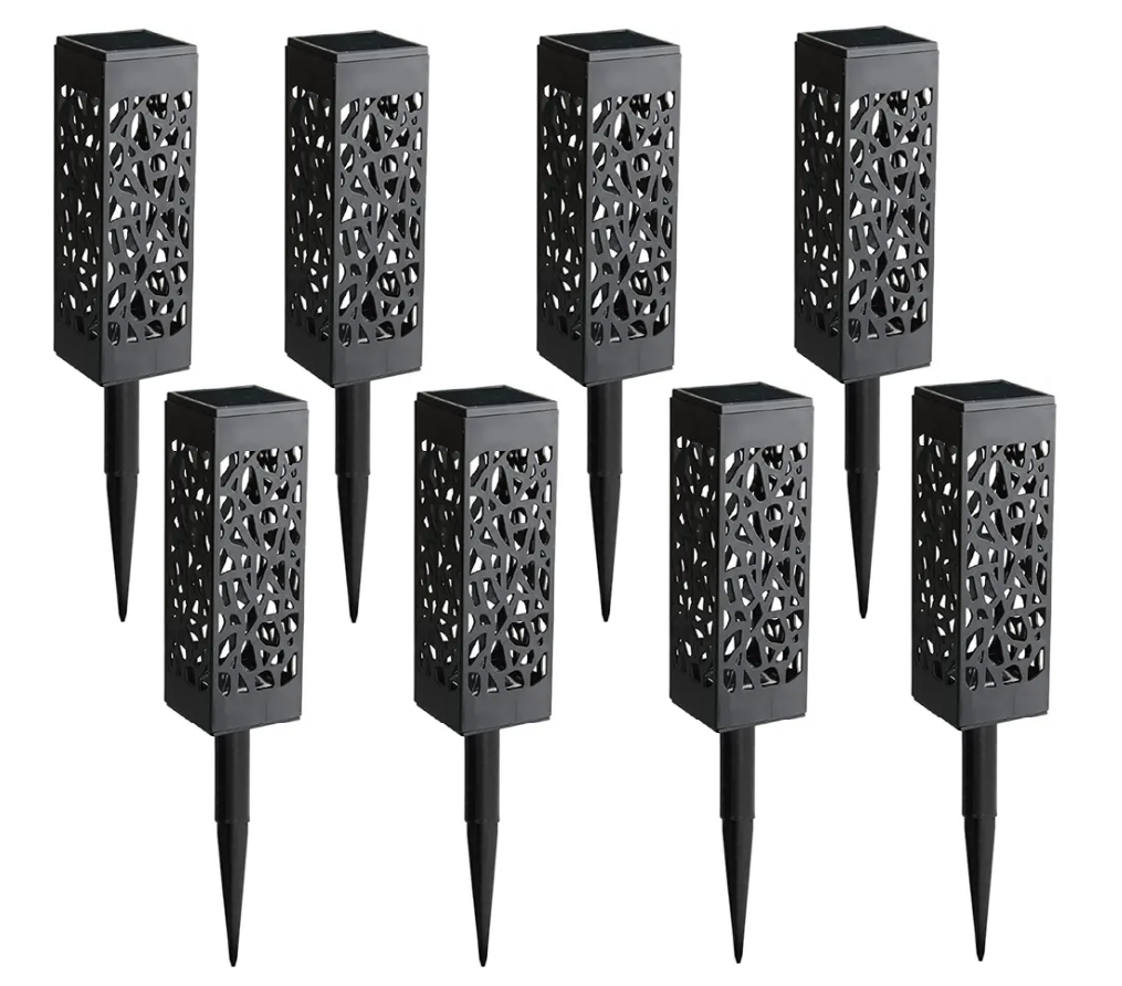 Solar tuinverlichting - 8 stuks - warm wit - 6x6x18 cm - waterdicht IP44