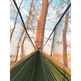 Hangmat met klamboe - 100% nylon - groen beige - max. 180 kg belasting