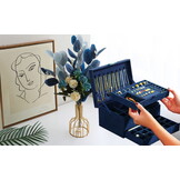 Sieradendoosje - kobaltblauw - 11.5 x 24 x 17 cm - ecologisch leer