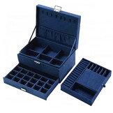 Sieradendoosje - kobaltblauw - 11.5 x 24 x 17 cm - ecologisch leer