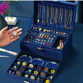 Sieradendoosje - kobaltblauw - 11.5 x 24 x 17 cm - ecologisch leer