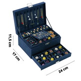 Sieradendoosje - kobaltblauw - 11.5 x 24 x 17 cm - ecologisch leer