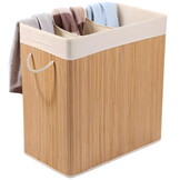 Wasmand bamboe - 3 compartimenten - 100 liter - opvouwbaar