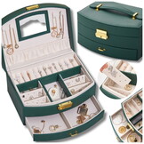 Sieradendoosje - flessengroen - 10.5 x 20.5 x 15.5 cm - ecologisch leer