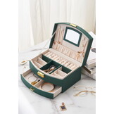 Sieradendoosje - flessengroen - 10.5 x 20.5 x 15.5 cm - ecologisch leer