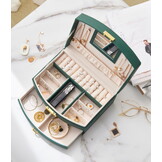 Sieradendoosje - flessengroen - 10.5 x 20.5 x 15.5 cm - ecologisch leer