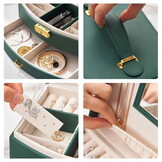 Sieradendoosje - flessengroen - 10.5 x 20.5 x 15.5 cm - ecologisch leer