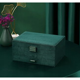 Sieradendoosje - flessengroen - 11.5x24x17 cm - ecologisch leer