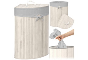 Wasmand bamboe - hoekmodel - 60 liter - afneembare inzet
