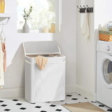 Wasmand bamboe - 3 vakken - 100 liter - afneembaar deksel