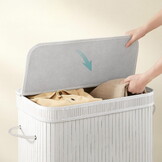 Wasmand bamboe - 3 vakken - 100 liter - afneembaar deksel