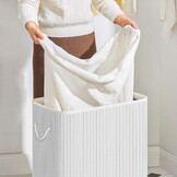 Wasmand bamboe - 3 vakken - 100 liter - afneembaar deksel
