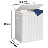 Wasmand bamboe - 3 vakken - 100 liter - afneembaar deksel
